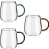 Tasse en verre anse coloree