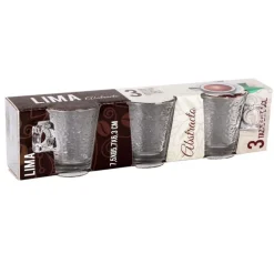 3 tasses en verre abstracto 80ml