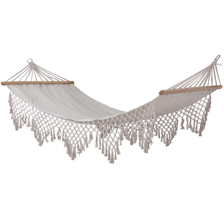 Toile hamac avec macrame creme