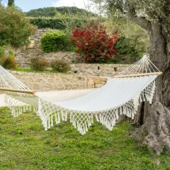 Toile hamac avec macrame creme