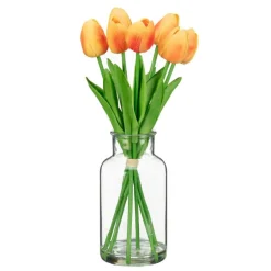 Tulipes dans vase en verre 7pcs