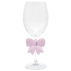 Verre a vin avec noeud rose 3d