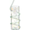 Verre+paille animaux verte